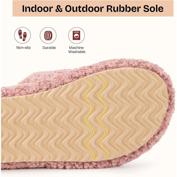 Women's Dusty-Rose Fuzzy Open-toe Slippers Soft Comfy Foam Indoor House Shoes - Picture 8 of 11